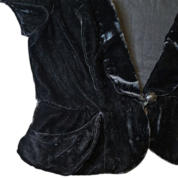 Vtg Y2K Charlotte Russe Whimsigoth Velvet Cropped Blazer Ruched Sleeves Sz L - Picture 7 of 15
